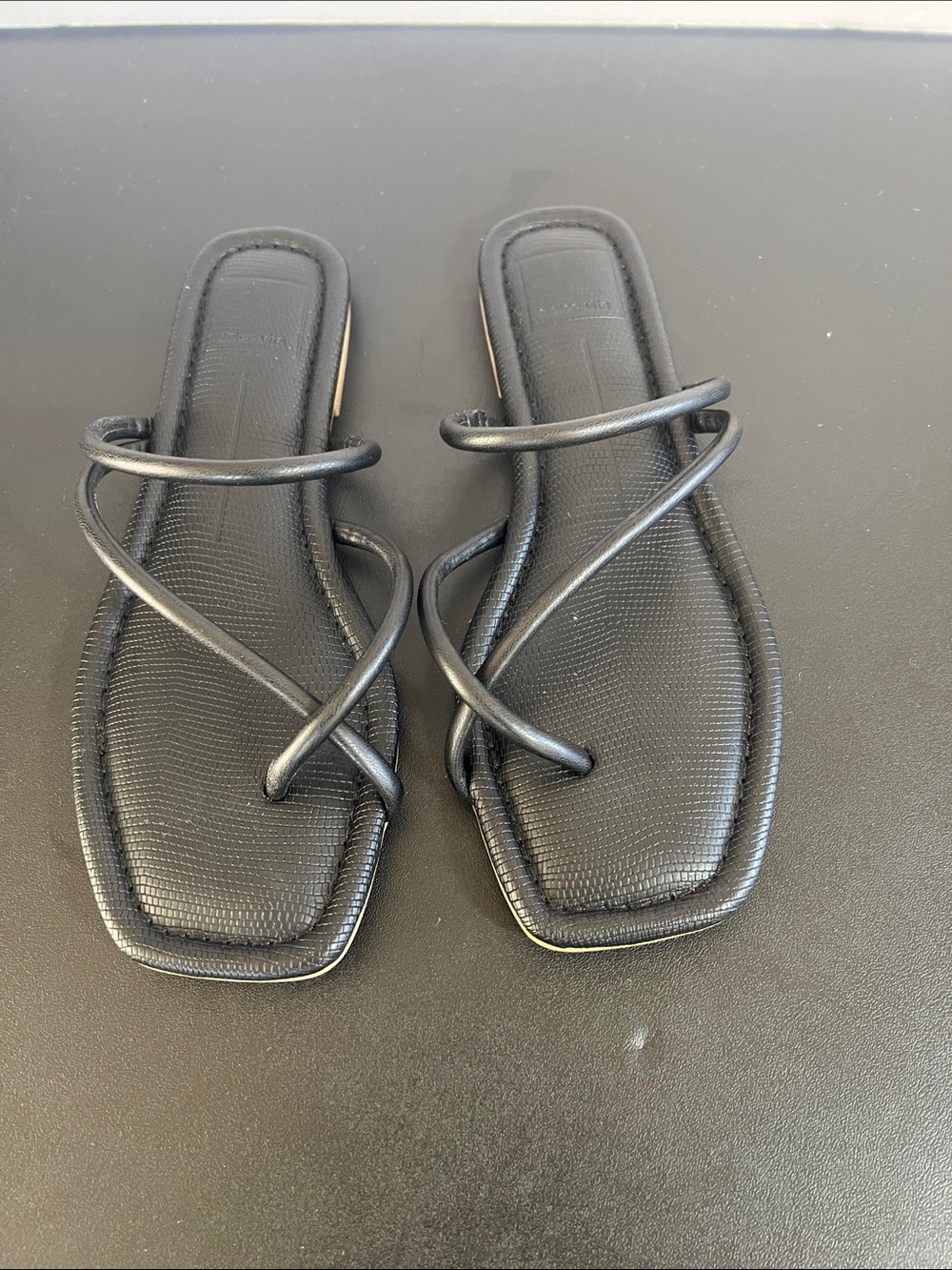 Women's Black Minimal Strappy Slide Sandals